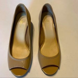 Cole Haan Nike Air Patent Nude Open Toe Wedge Sz 7